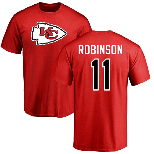 Men Kansas City Chiefs #11 Robinson Demarcus Red Name and Number Logo T-Shirt->nfl t-shirts->Sports Accessory